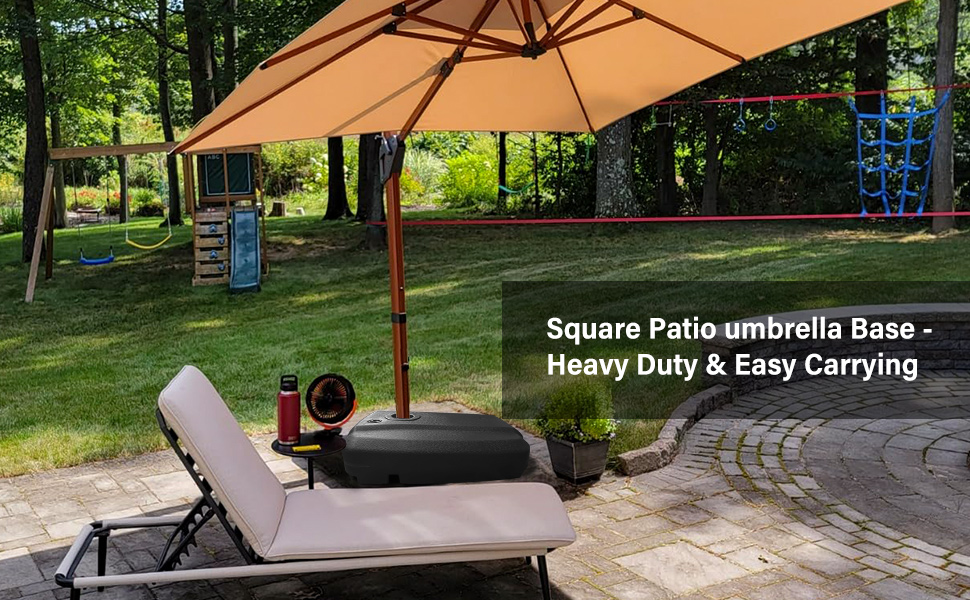 Biusine Patio Umbrella Base with Wheels, Heavy Duty Offset