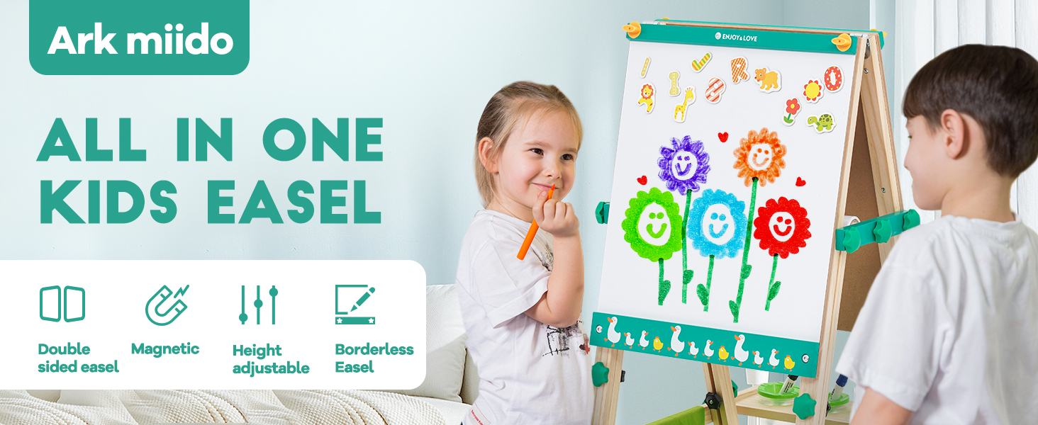 Wooden Art Easel Foldable Easel Double Sided Kids Easel with Whiteboard
