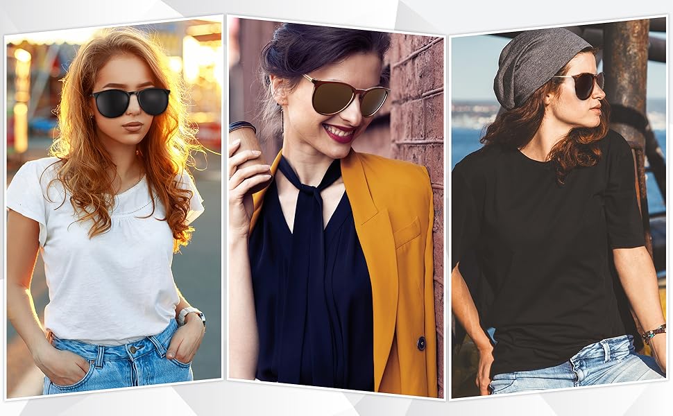 Bestomrogh 3Pack Vintage Round Sunglasses for Women, Classic Retro