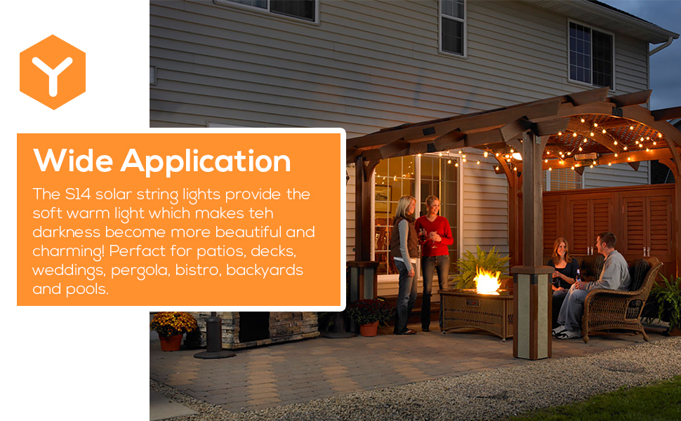 Banord 48ft Solar String Light Outdoor, USB Rechargeable Patio Solar