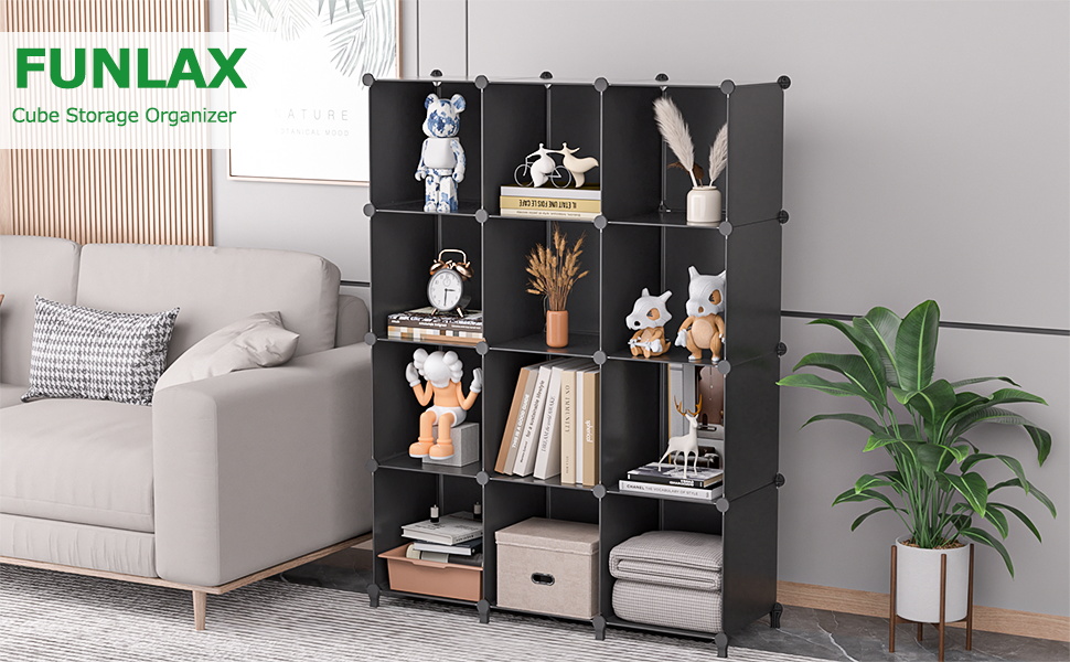 FUNLAX 12 Cube Storage Organizer, Cube Shelf Organizer