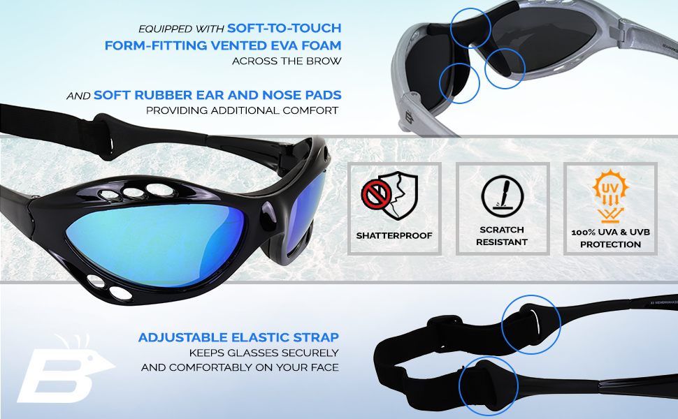 Birdz 2 Pair Seahawk Polarized Sunglasses Floating Jet Ski Goggles