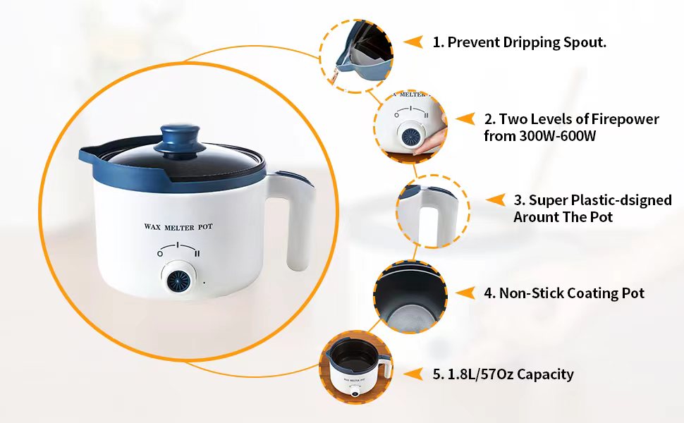Candle Melting Pot, Wax Melter for Candle Making with Rotary Switch