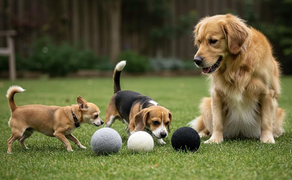 Miao and Woof 3-Piece Wool Dog Balls Lifestyle Photo