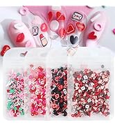 4 Bags Nail Charms 3D Mini Heart Lipstick Lip Prints Envelopes Charms for Nails Design Nail Slice...
