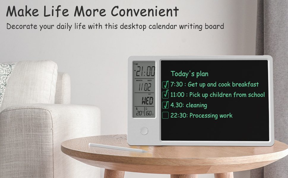 JSJGETYI Electronic Desktop Calendar Rechargeable Writing