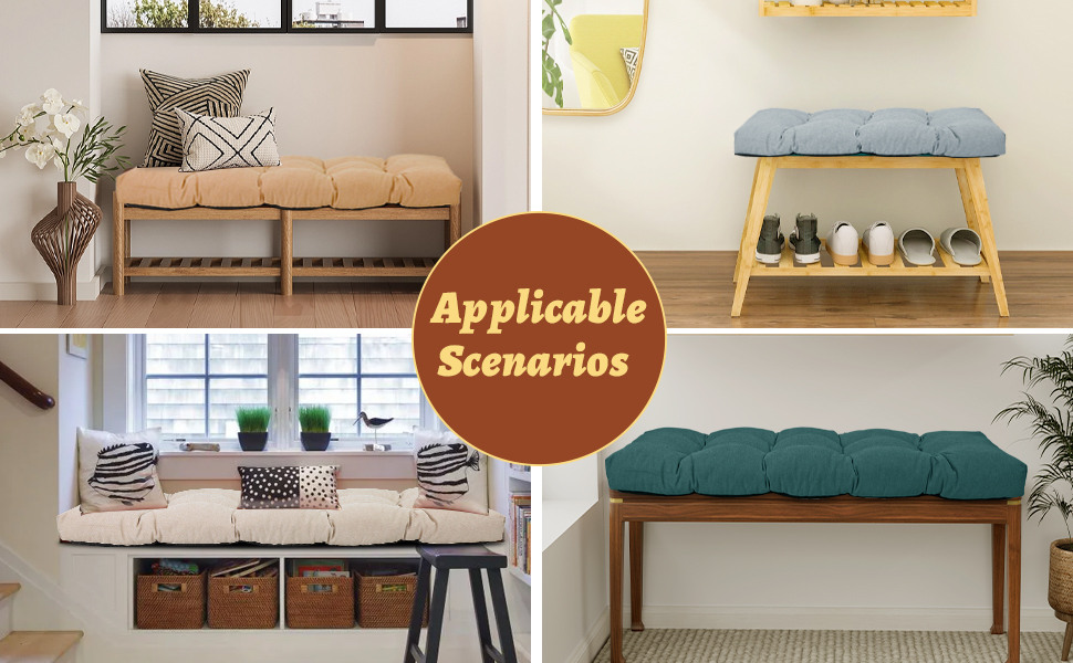 Focuprodu Bench Cushions. NonSlip Pile Bench Cushion for Indoor and Outdoor in