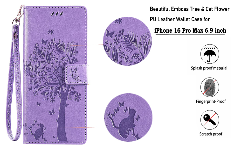 Wallet Case for iPhone 16 Pro Max with Card Holder,PU