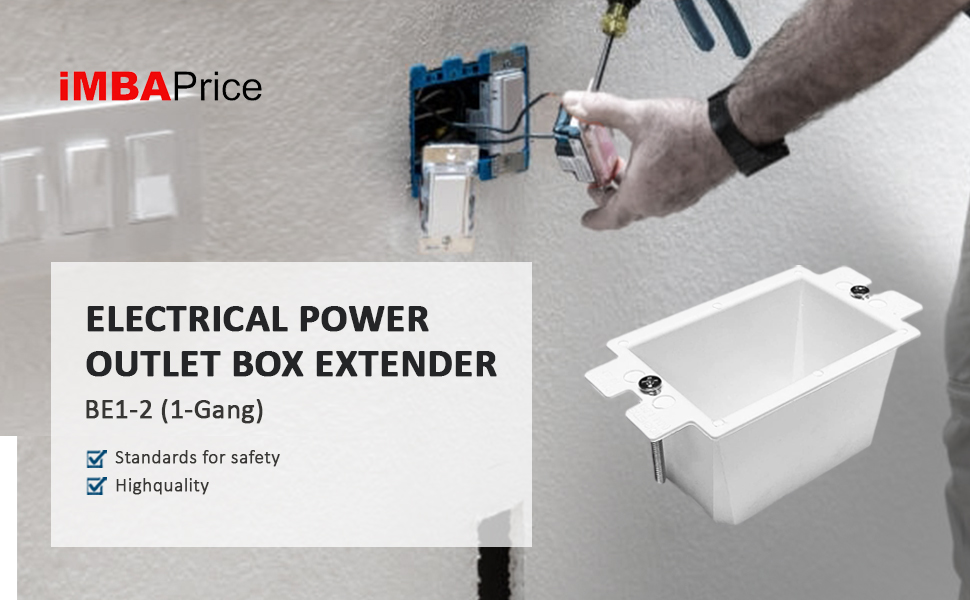 iMBAPrice BE12 (1Gang) Electrical Power Outlet Box Extender White