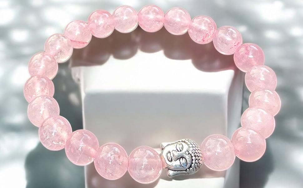 Handmade Perlen Edelstein Wunscherfüller Rosenquarz Buddha Glück  Stärke Perle steinfixx Kraft
