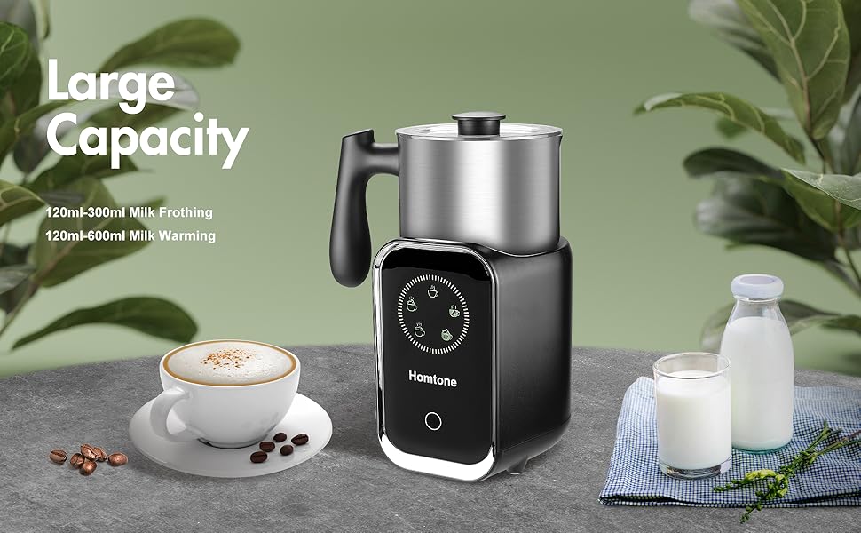 Homtone 5in1 Detachable Electric Milk Frother, 600ml Induction Milk Frother with Smart Touch