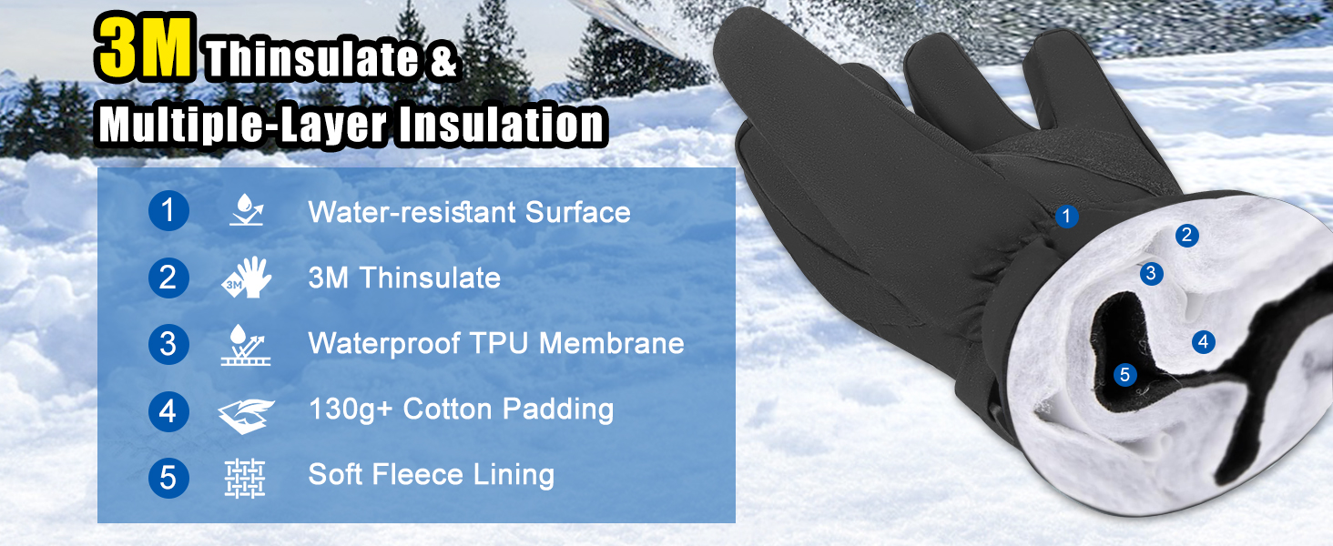 3M Thinsulate Thick Warm Gloves