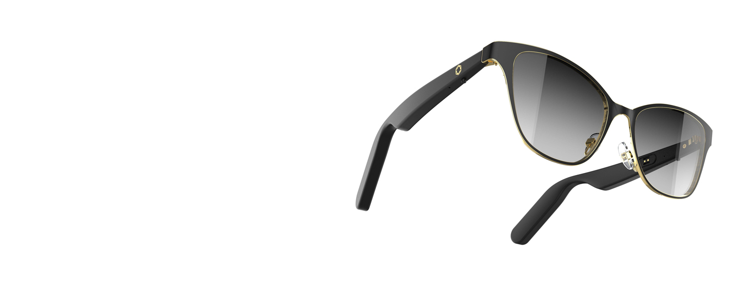 Lucyd Smart Sunglasses | Electra Model | Bluetooth Audio Glasses | Open Ear | Noise Canceling Wireless Mics| Narrow Size 13 Lucyd Lyte 2.0 Bluetooth Audio Sunglasses Women Black