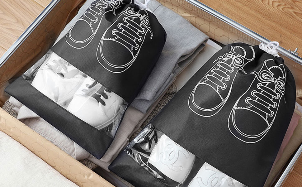 ECVV® 12Pack Waterproof Shoe Storage Bags with Transparent Window