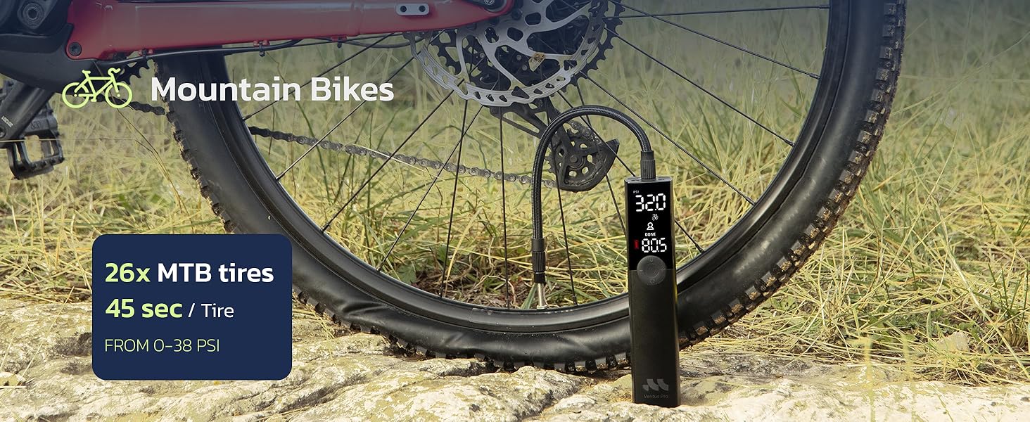Ventus pro tire inflator portable air compressor bike pump