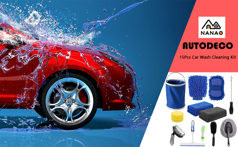 NANAO 15Pcs Car Wash Cleaning Kit,Car Interior Detailing Tools,Vehicle