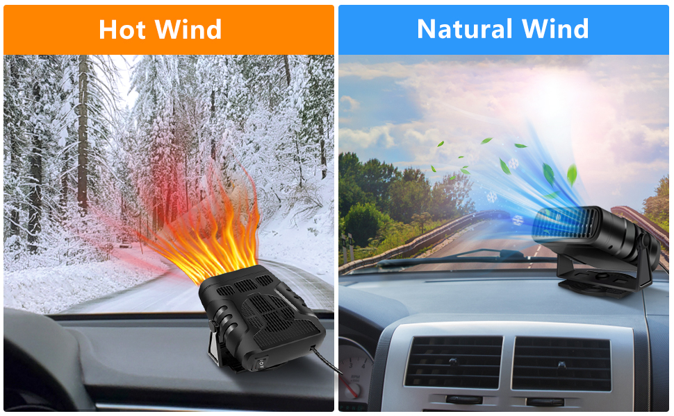 ZOOS Car Heater Defroster Portable Auto Fan Heater & Cooling Fan 2in1