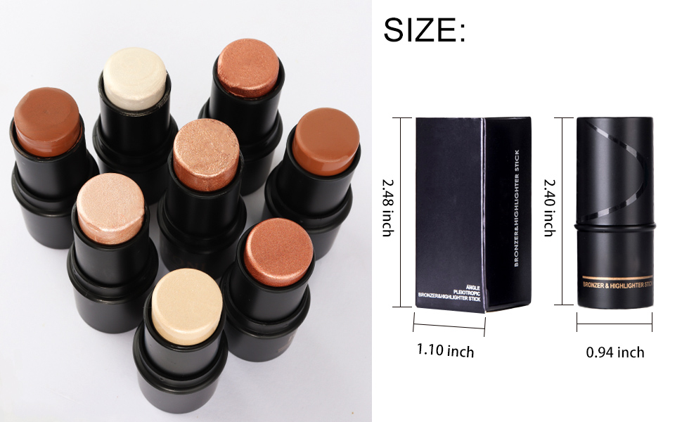 evpct 2Pcs Face Cream Contour Stick Bronzer Stick Highlighter Stick Illuminator Makeup Glow Kit