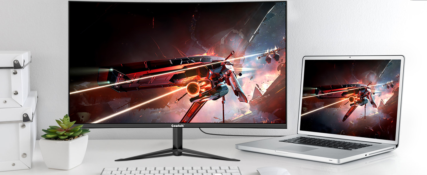 Gawfolk 32 Zoll FHD Curved Monitor 75Hz, 1080P Home Office Business PC Bildschirm, 2800R