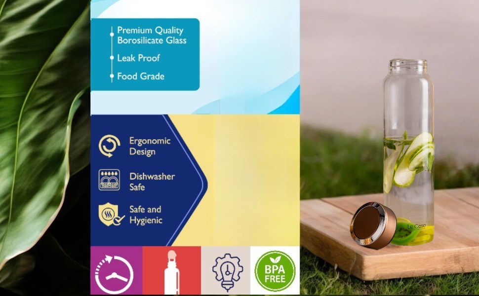 LeCasa - Borosilicate Glass Bottle 1000ML 3034