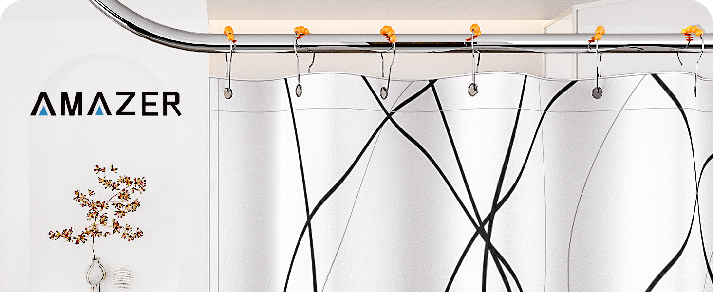 Amazer Shower Curtain Hooks Rings, Stainless Steel Shower