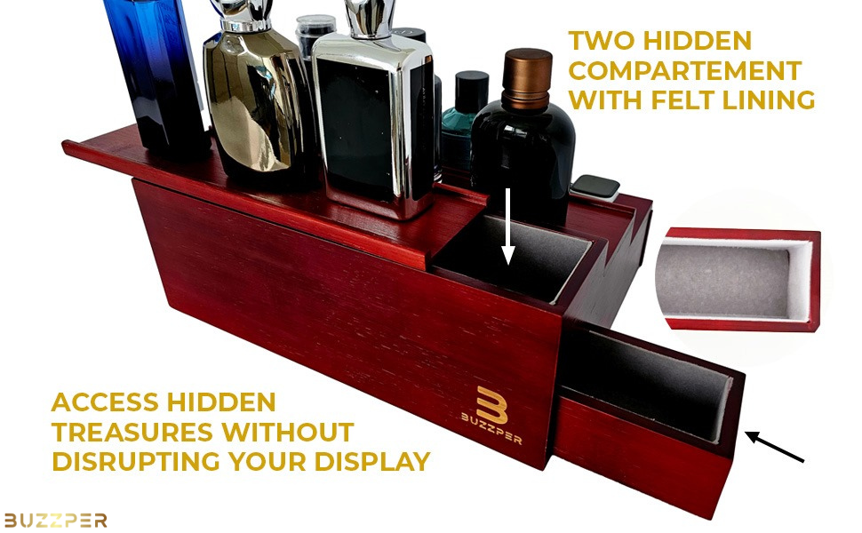 BUZZPER Wooden Cologne Organizer For Men 3 Tiered Cologne