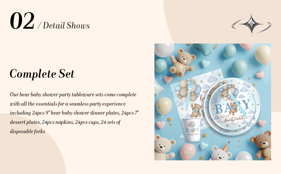 Bear Baby Shower Decorations Party Tableware Boy