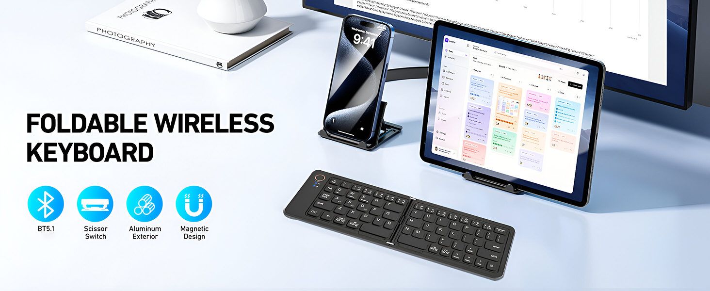 Foldable wireless keyboard