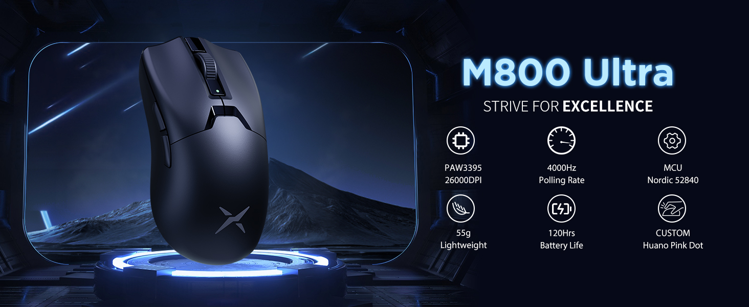 strive for excellence paw3395 26000dpi 1000hz Polling rate MCU Nordic 52840 