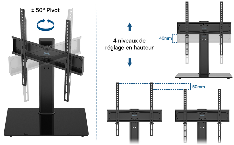 BONTEC Support TV sur Pied TV Universel Pivotant pour Télévisions de 26