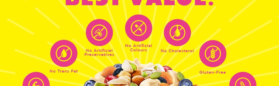 Mixed Nuts Dried Fruits Seeds Almonds Cashews Pista Blueberries, Pumpkin Seed Healthy Protein Snack