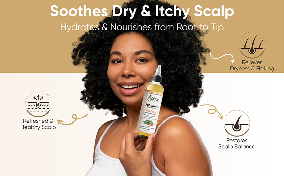 Close-up of scalp massage with Mane Essentials Hair Growth Oil to stimulate follicles