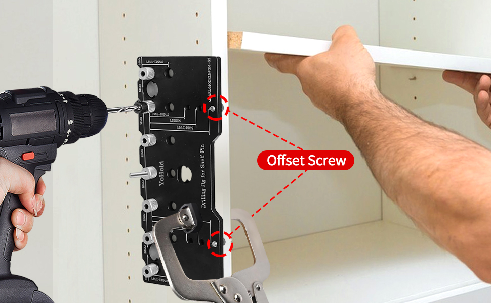 YoHold Shelf Pin Jig,1/4 Adjustable Shelf Jig Drill Guide