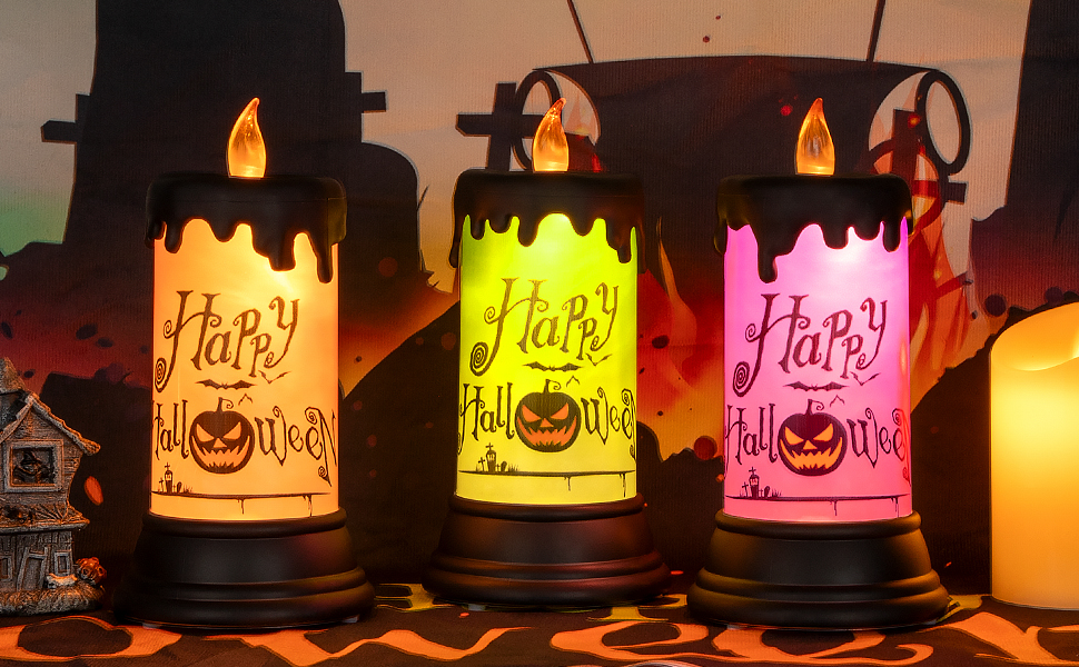 Halloween Flameless Candles, Halloween Spinning Water