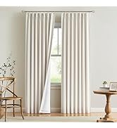 Vision Home Natural Full Blackout Curtains Linen Blended Darkening Window Curtains 84 inch for Li...