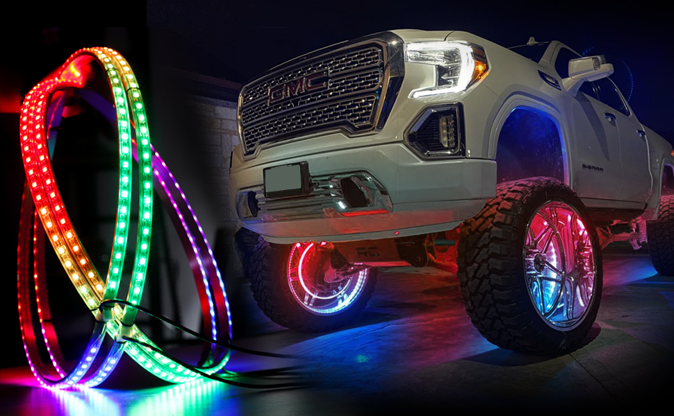 AddSafety Wheel Ring Lights RGBW Pure White Chasing Color