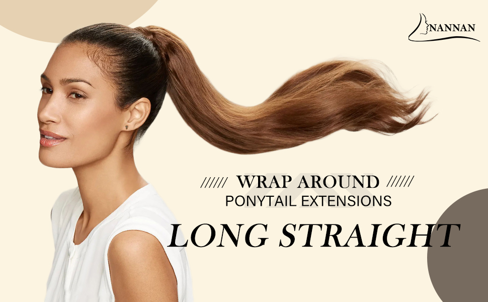 long straight wrap around ponytail