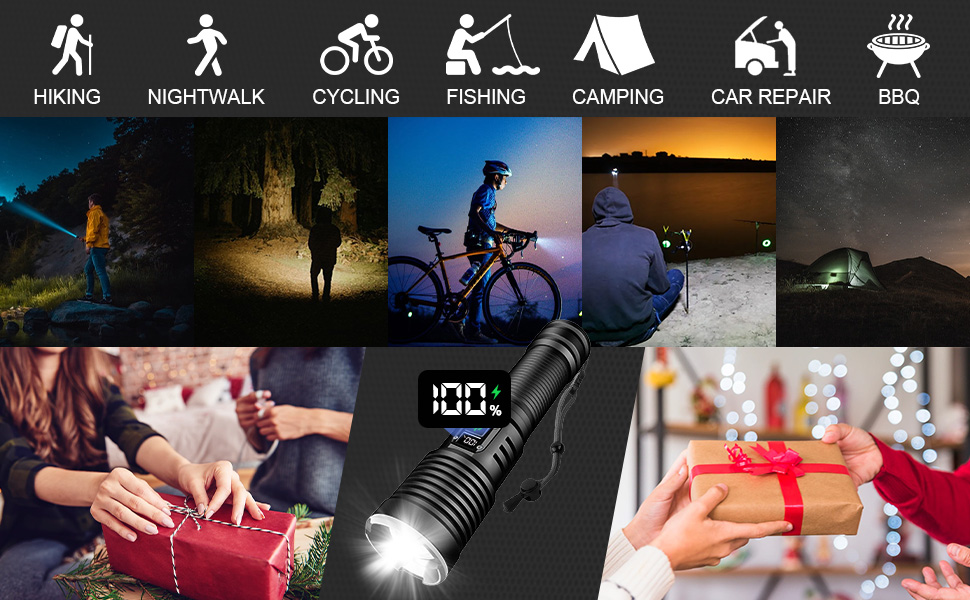 Maxesla Torches LED Super Bright Rechargeable 15000 lumens with LCD