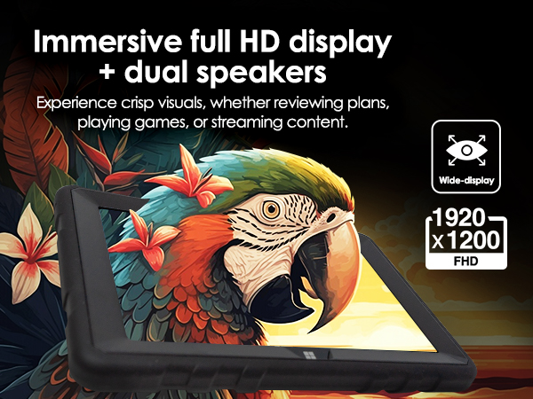 full hd 1920x1200 display and dual speakers fusion5 tablet with immersive screen