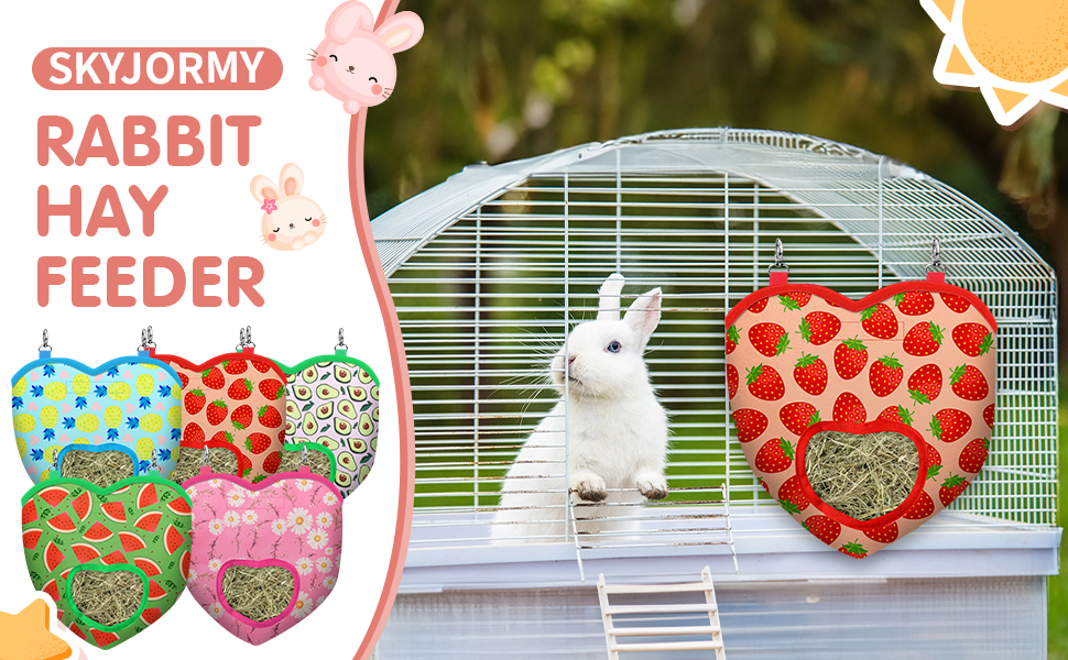 Rabbit Hay Feeder, Bunny Hay Bag for Rabbits,Rabbit Feeder Fabric Bag Feeder