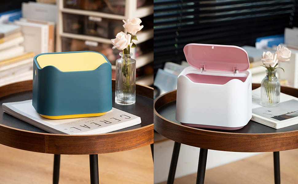 Everesta Mini Desk Bin 2.5L Table Top Trash Can Press Lid Desktop Bin