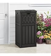 DWVO 33 Gallon Outdoor Trash Can with Tiered Lid and Drip Tray, Waterproof Resin Garbage Can for ...