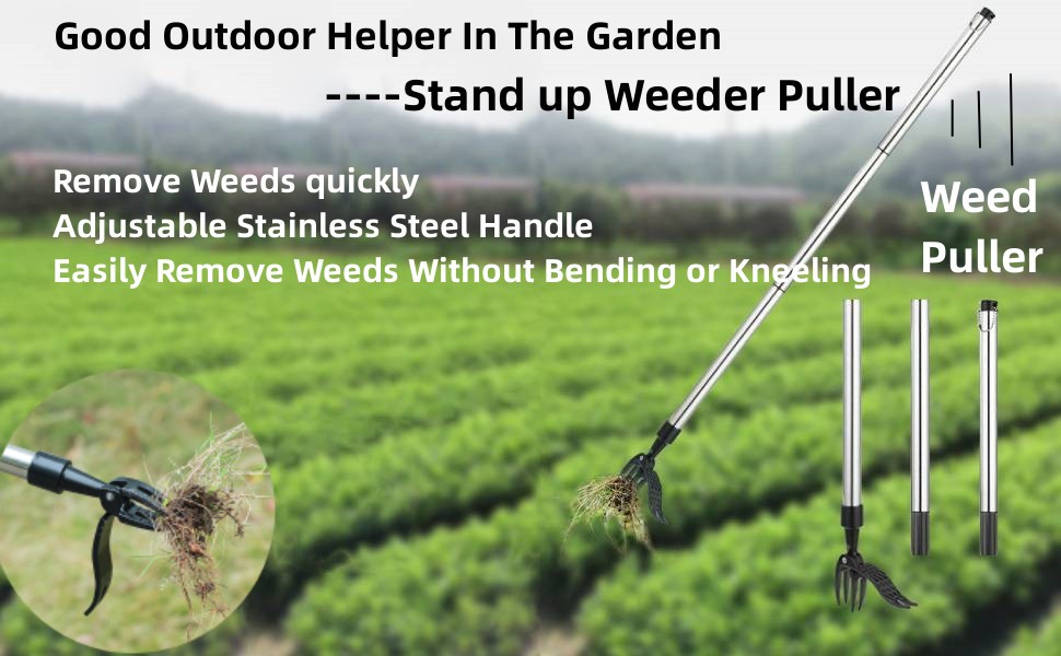 Garden Weed Puller Tool, 39" Long Handle Garden Weeding Tool with 4 Steel Claws