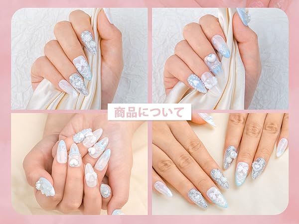 Amazon | Sethexy 手作りネイルチップ ロングアーモンドチップ