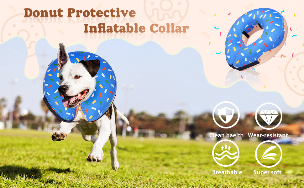 Inflatable Dog Donut Cone Collar for Dogs CatsSoft Recovery Dog Cone Adjustable