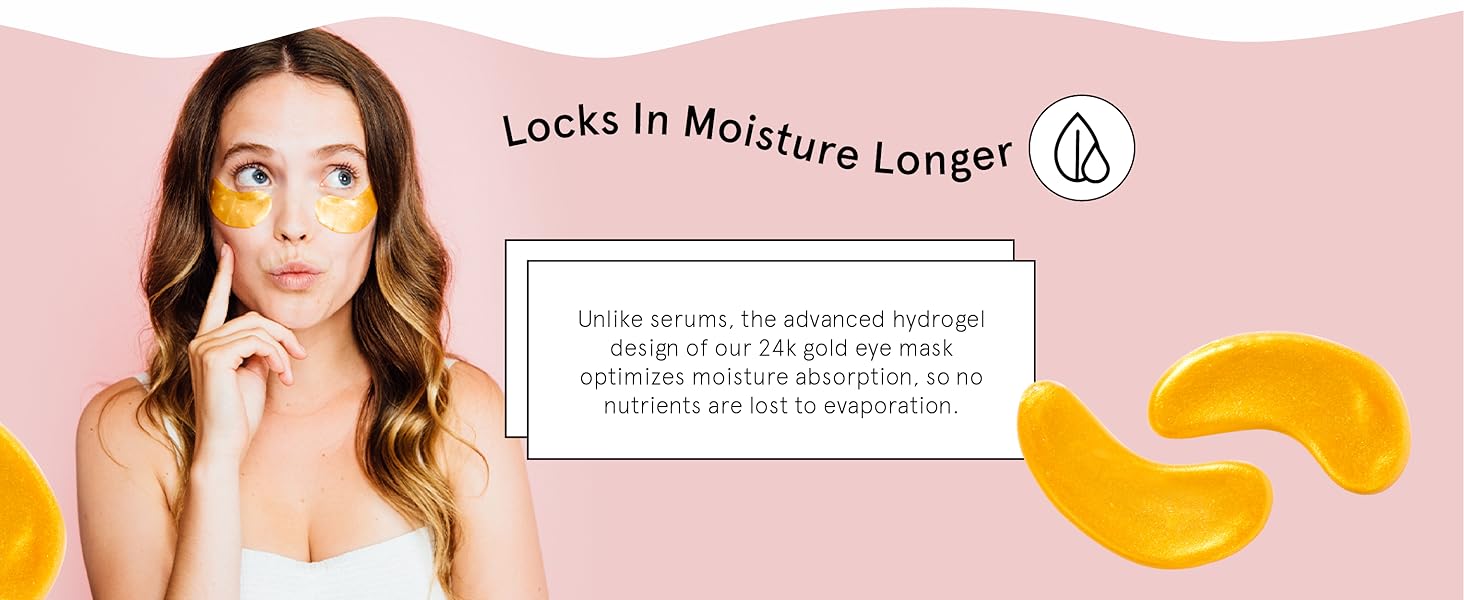 Advanced hydrogel design of our gold eye patches for puffy eyes can lock in moisture for longer