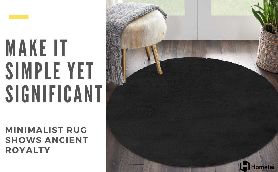 Buy Hometail Fluffy Soft AntiSlip Black Round Circular Carpet Area Rug