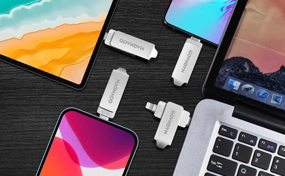 128GB MFi Certified PhotoStickThumbDriveforiPhone,2 in 1 Apple