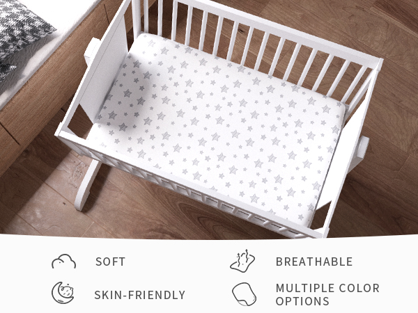 Mon petit âne AILEEKISS Baby Bassinet with Wheels, Height Adjustable