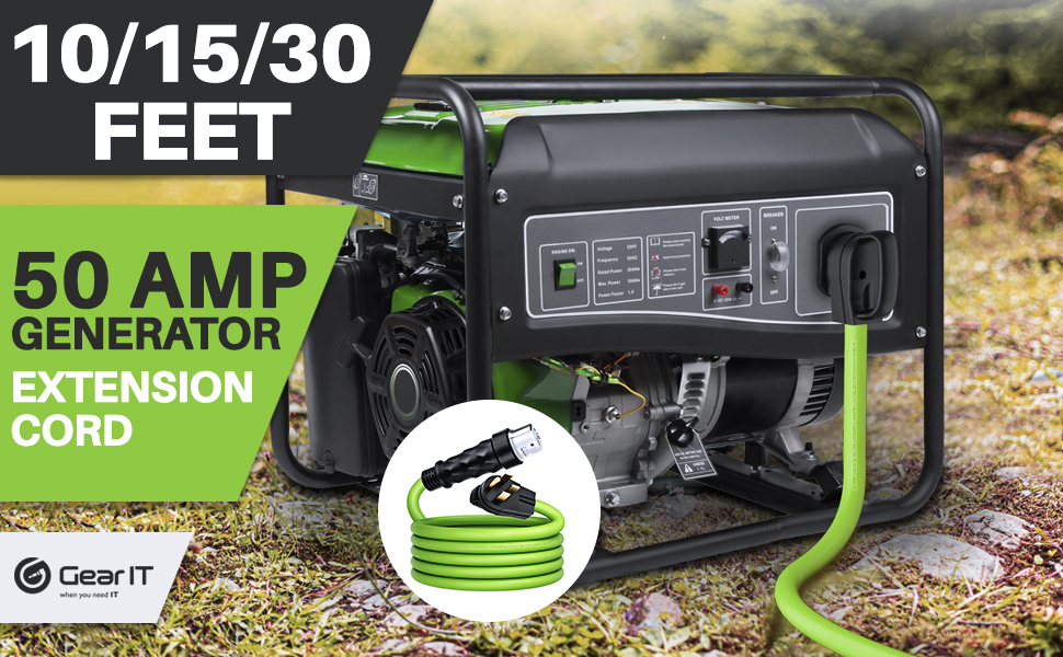 GearIT 50Amp Generator Extension Cord (10 Ft) NEMA 1450P to SS250R Twist Lock